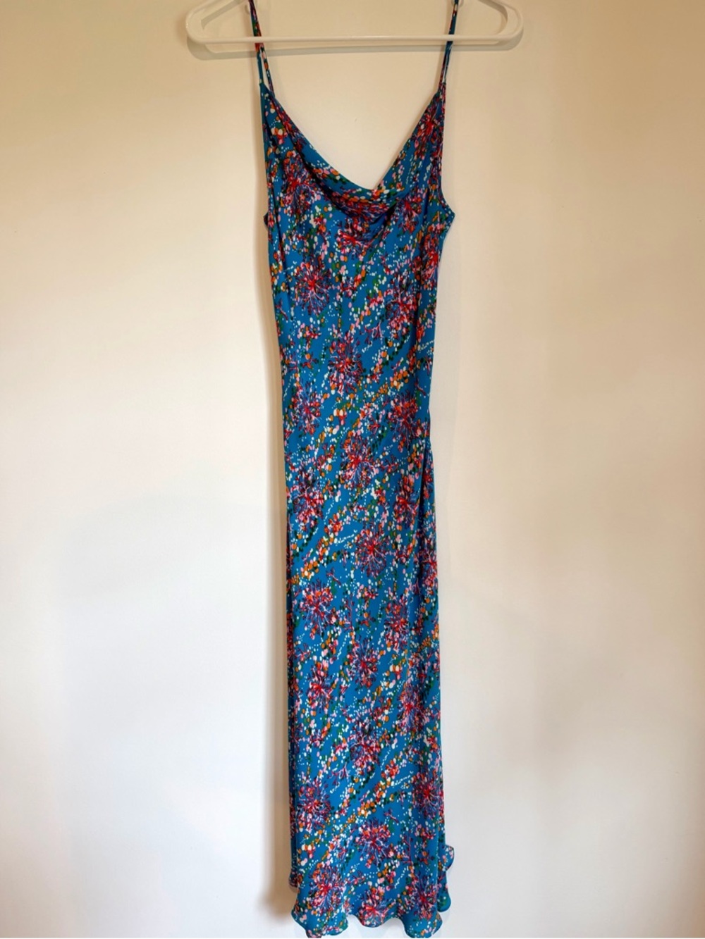 Diane Von Furstenberg Turquoise Blue Floral Slip Maxi Dress